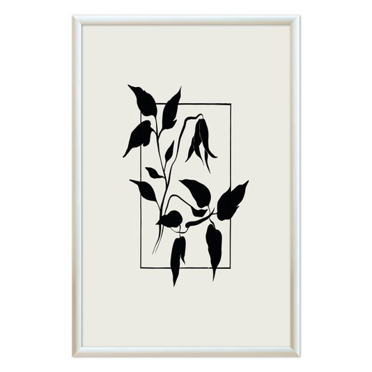 Quadro Decorativo Ramo Com Flores Minimalistas Estilo Japandi