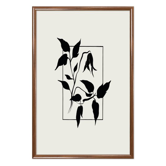 Quadro Decorativo Ramo Com Flores Minimalistas Estilo Japandi