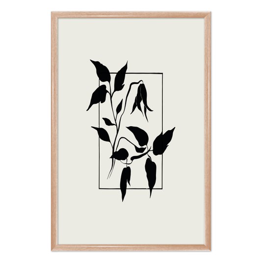 Quadro Decorativo Ramo Com Flores Minimalistas Estilo Japandi
