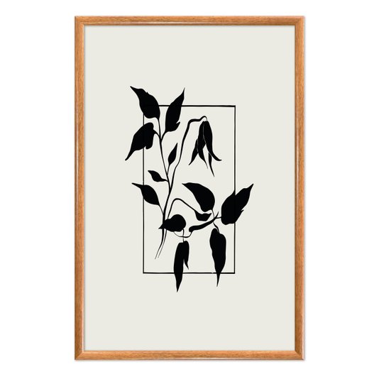 Quadro Decorativo Ramo Com Flores Minimalistas Estilo Japandi