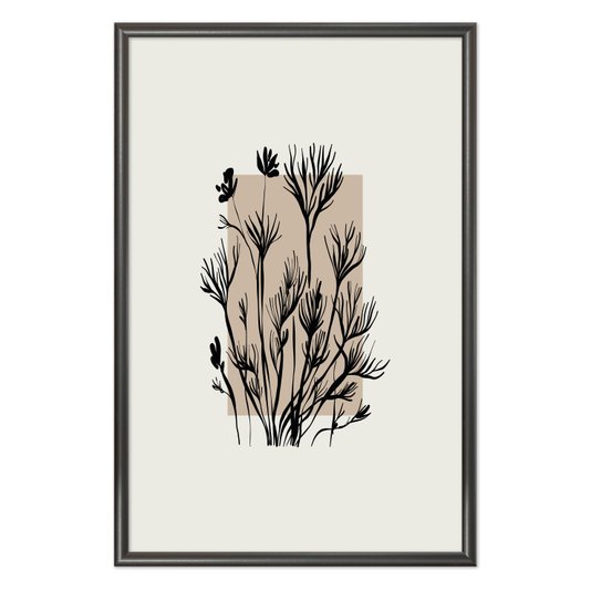 Quadro Decorativo Ramo De Flores Botânica Estilo Japandi
