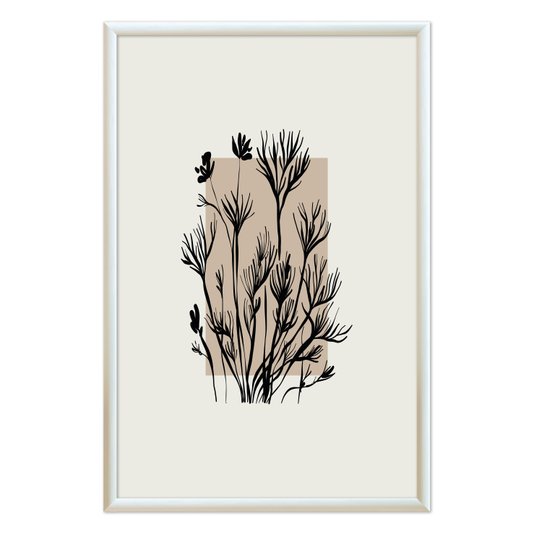 Quadro Decorativo Ramo De Flores Botânica Estilo Japandi