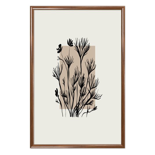 Quadro Decorativo Ramo De Flores Botânica Estilo Japandi