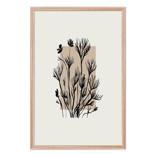 Quadro Decorativo Ramo De Flores Botânica Estilo Japandi