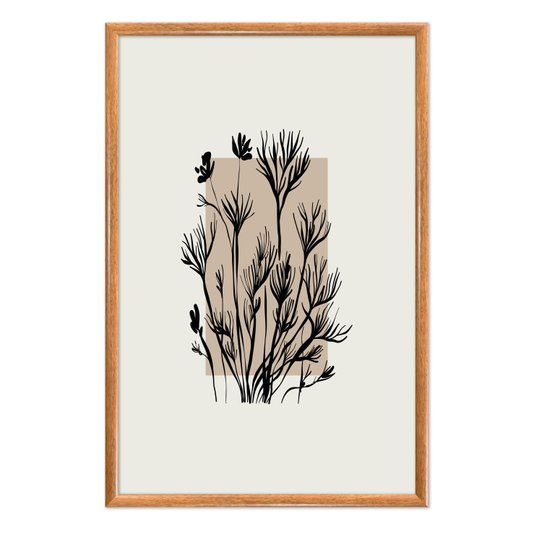 Quadro Decorativo Ramo De Flores Botânica Estilo Japandi