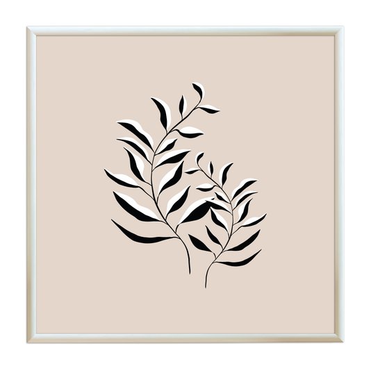 Quadro Decorativo Ramo de Folhas Minimalista Estilo Japandi