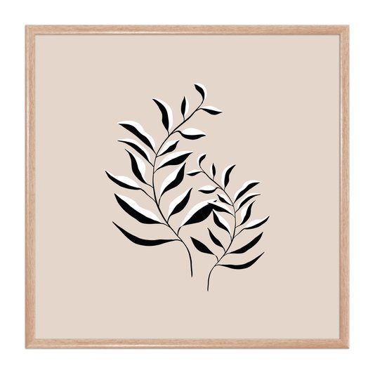 Quadro Decorativo Ramo de Folhas Minimalista Estilo Japandi
