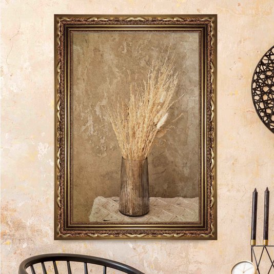 Quadro Decorativo Ramo De Grama De Pampas Seco Vintage Farmhouse