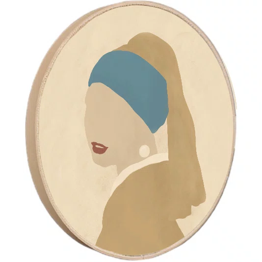 Quadro Decorativo Redondo A Moça com Brinco de Pérola Minimalista