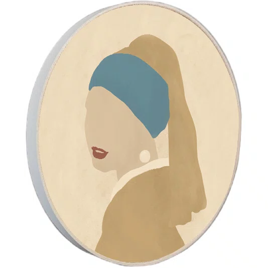 Quadro Decorativo Redondo A Moça com Brinco de Pérola Minimalista