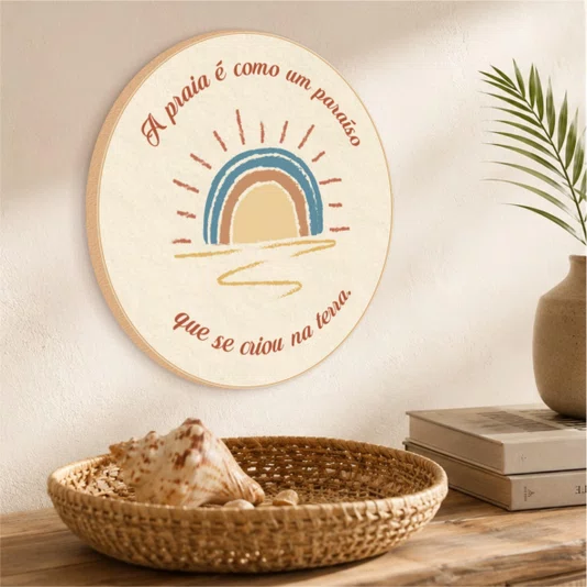 Quadro Decorativo Redondo A Praia é Como um Paraíso que se Criou na Terra