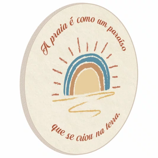 Quadro Decorativo Redondo A Praia é Como um Paraíso que se Criou na Terra