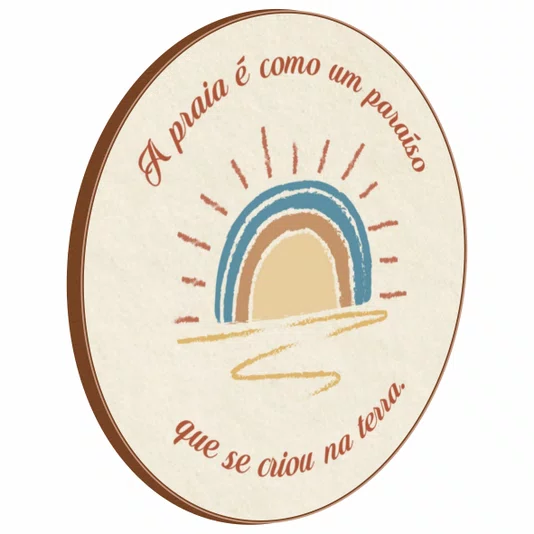Quadro Decorativo Redondo A Praia é Como um Paraíso que se Criou na Terra