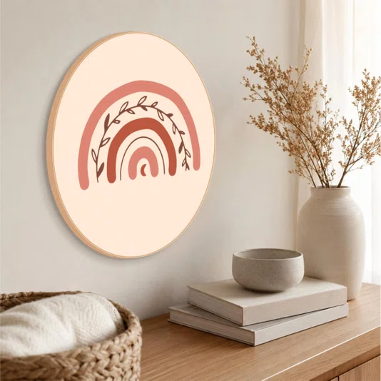 Quadro Decorativo Redondo Arco Íris Boho