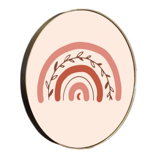 Quadro Decorativo Redondo Arco-Íris com Moldura Flexível Metalizada