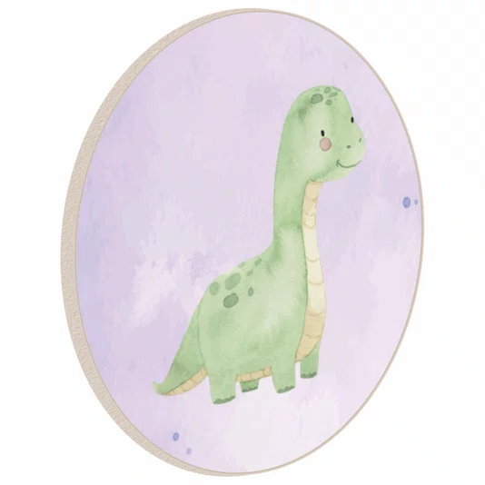 Quadro Decorativo Redondo Braquiossauro Dinossauro Fofinho