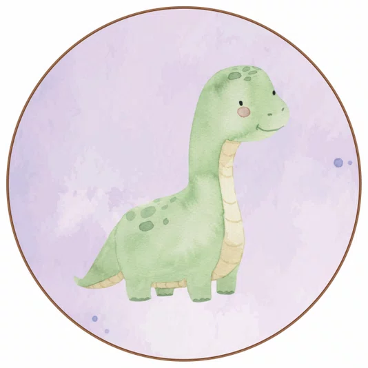 Quadro Decorativo Redondo Braquiossauro Dinossauro Fofinho