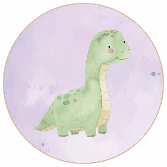 Quadro Decorativo Redondo Braquiossauro Dinossauro Fofinho