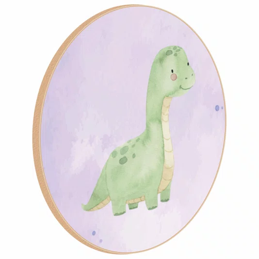 Quadro Decorativo Redondo Braquiossauro Dinossauro Fofinho