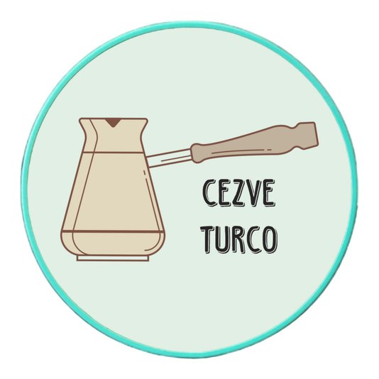 Quadro Decorativo Redondo Café Cezve Turco com Moldura Filete Flexível