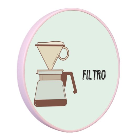 Quadro Decorativo Redondo Café Filtro com Moldura Filete Flexível