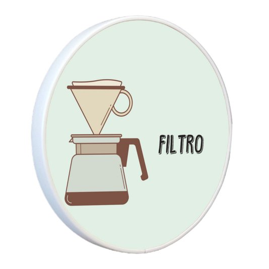 Quadro Decorativo Redondo Café Filtro com Moldura Filete Flexível