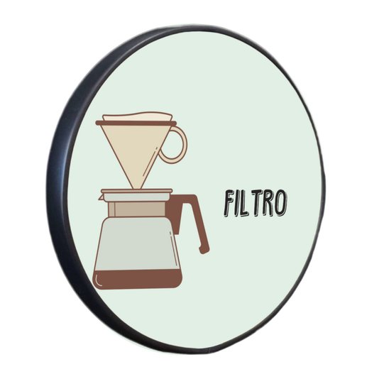 Quadro Decorativo Redondo Café Filtro com Moldura Filete Flexível