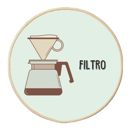 Quadro Decorativo Redondo Café Filtro com Moldura Filete Flexível