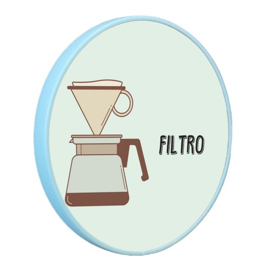 Quadro Decorativo Redondo Café Filtro com Moldura Filete Flexível