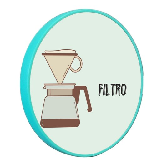 Quadro Decorativo Redondo Café Filtro com Moldura Filete Flexível