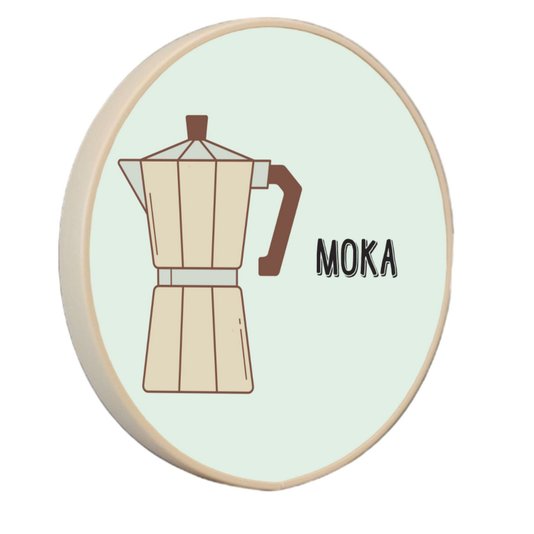 Quadro Decorativo Redondo Café Moka com Moldura Filete Flexível