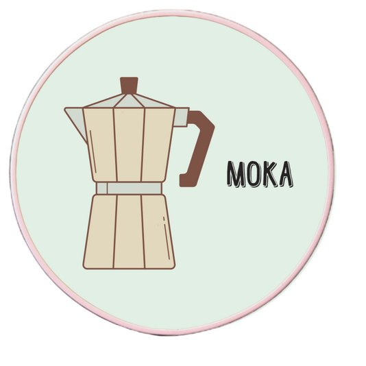 Quadro Decorativo Redondo Café Moka com Moldura Filete Flexível