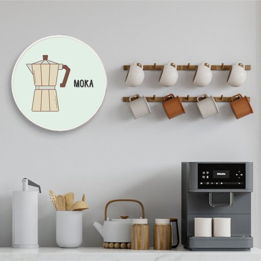 Quadro Decorativo Redondo Café Moka com Moldura Filete Flexível