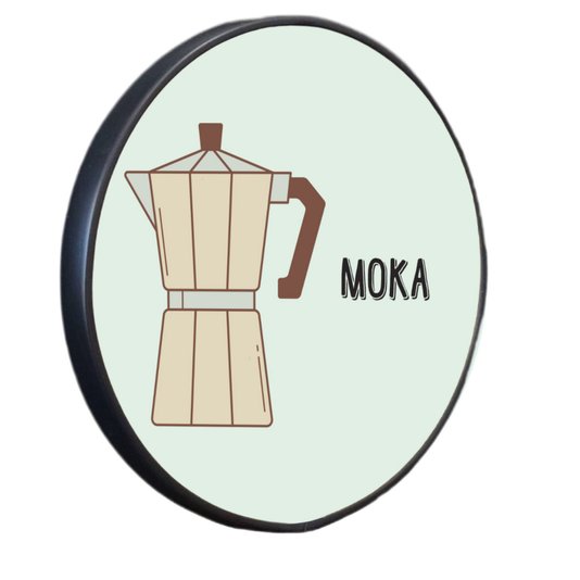 Quadro Decorativo Redondo Café Moka com Moldura Filete Flexível