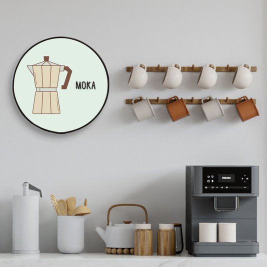 Quadro Decorativo Redondo Café Moka com Moldura Filete Flexível