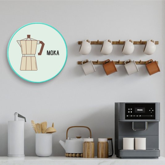 Quadro Decorativo Redondo Café Moka com Moldura Filete Flexível