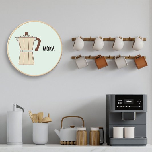 Quadro Decorativo Redondo Café Moka com Moldura Filete Flexível