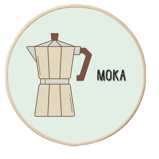 Quadro Decorativo Redondo Café Moka com Moldura Filete Flexível