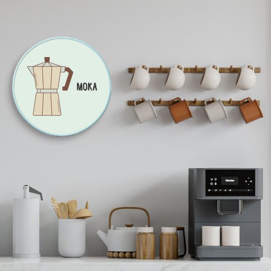 Quadro Decorativo Redondo Café Moka com Moldura Filete Flexível