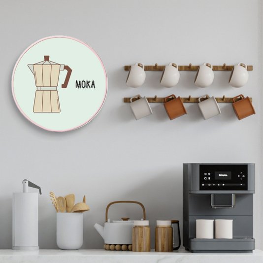 Quadro Decorativo Redondo Café Moka com Moldura Filete Flexível