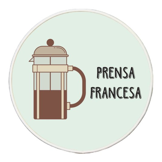 Quadro Decorativo Redondo Café Prensa Francesa com Moldura Filete Flexível