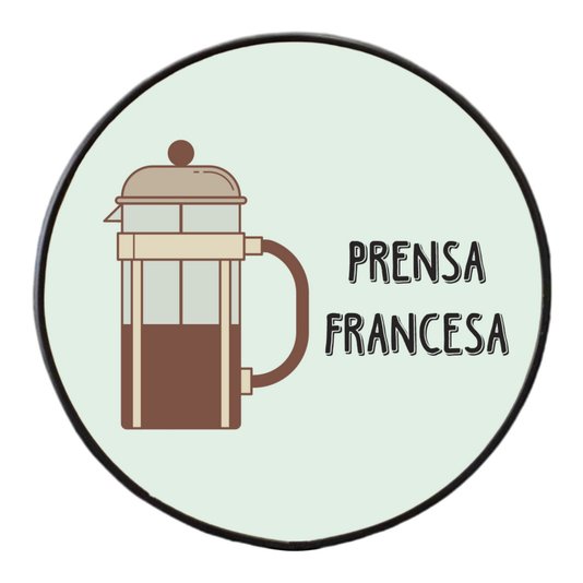 Quadro Decorativo Redondo Café Prensa Francesa com Moldura Filete Flexível