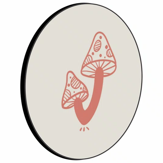 Quadro Decorativo Redondo Cogumelo Boho
