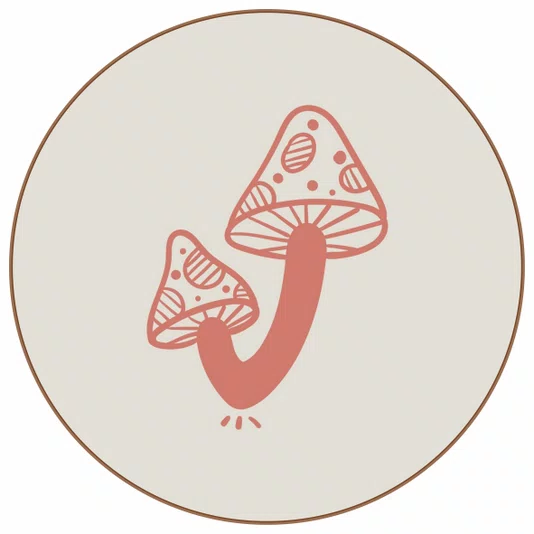 Quadro Decorativo Redondo Cogumelo Boho
