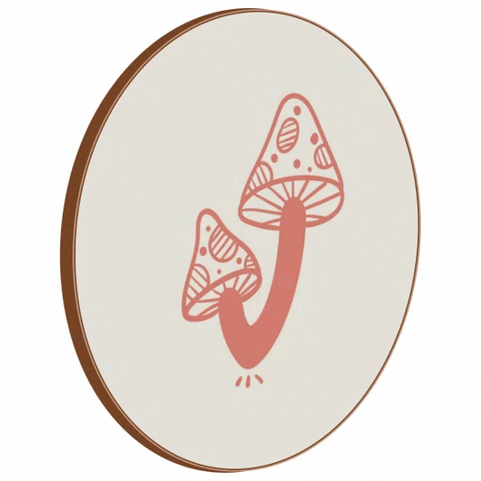 Quadro Decorativo Redondo Cogumelo Boho