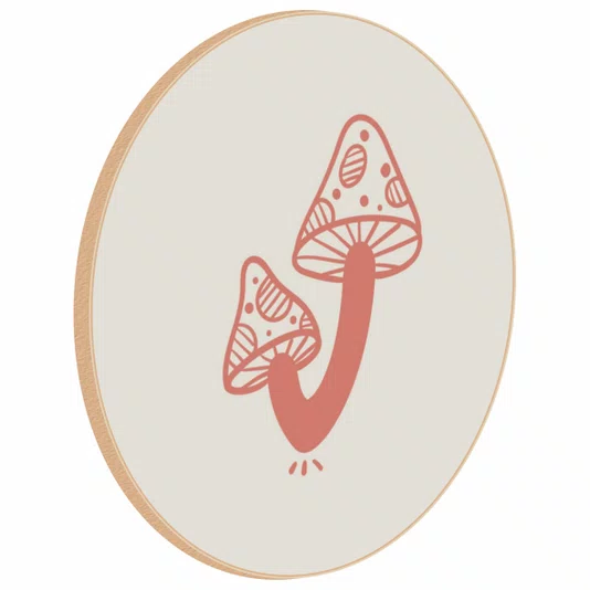 Quadro Decorativo Redondo Cogumelo Boho