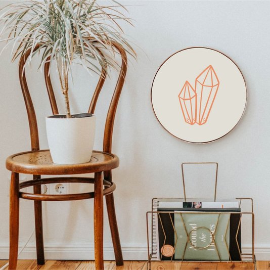 Quadro Decorativo Redondo Diamante com Moldura Flexível Metalizada
