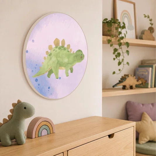Quadro Decorativo Redondo Estegossauro Dinossauro Fofinho