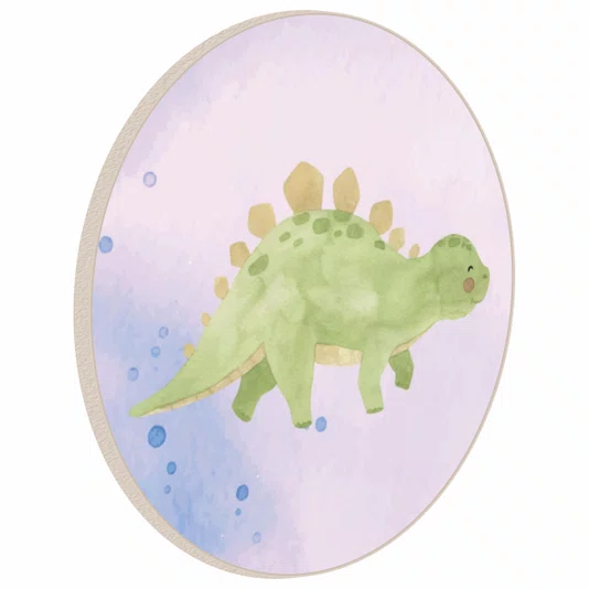 Quadro Decorativo Redondo Estegossauro Dinossauro Fofinho