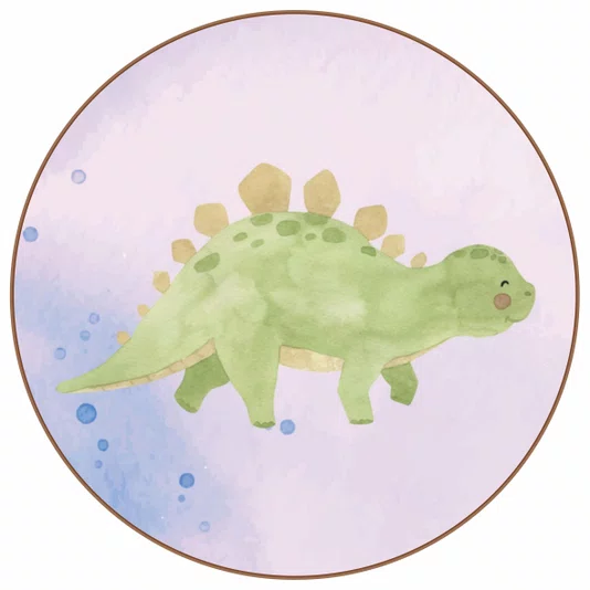 Quadro Decorativo Redondo Estegossauro Dinossauro Fofinho